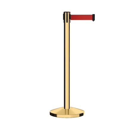 Montour Line Stanchion Belt Barrier Pol.Brass Post 13ft. Red Belt ES400-PB-RD-130